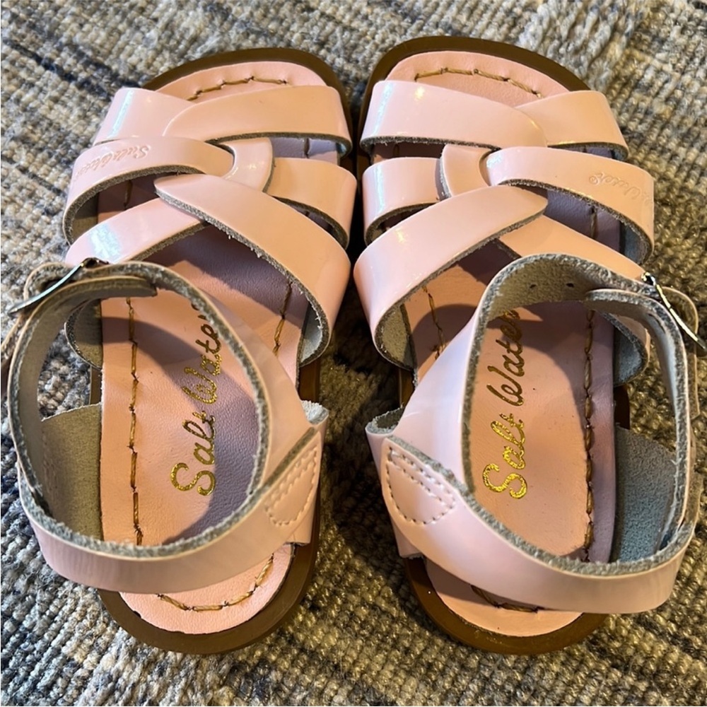 Toddler Pink and Brown Strappy Sandals with Adjustable Ankle Strap